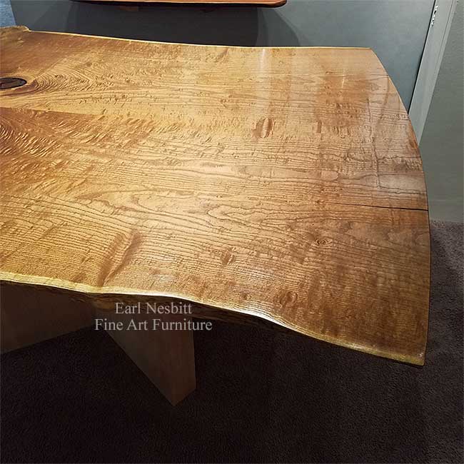 contemporary live edge table from above at other end
